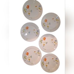 Mikasa Just Flowers Floral Dinner Plate Set - 6 Pieces Salad A4-192 Nwot